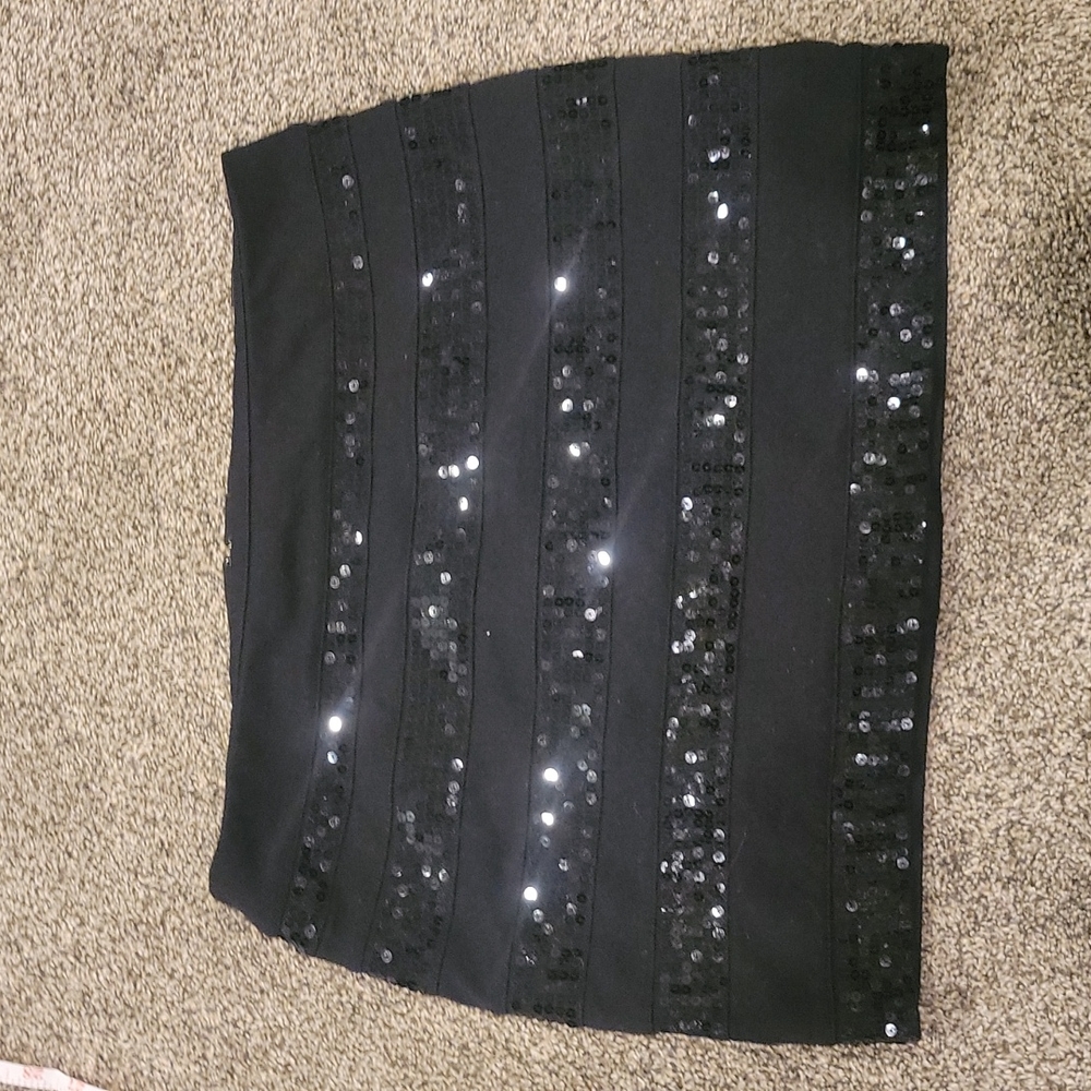 Black sequin mini skirt from Express